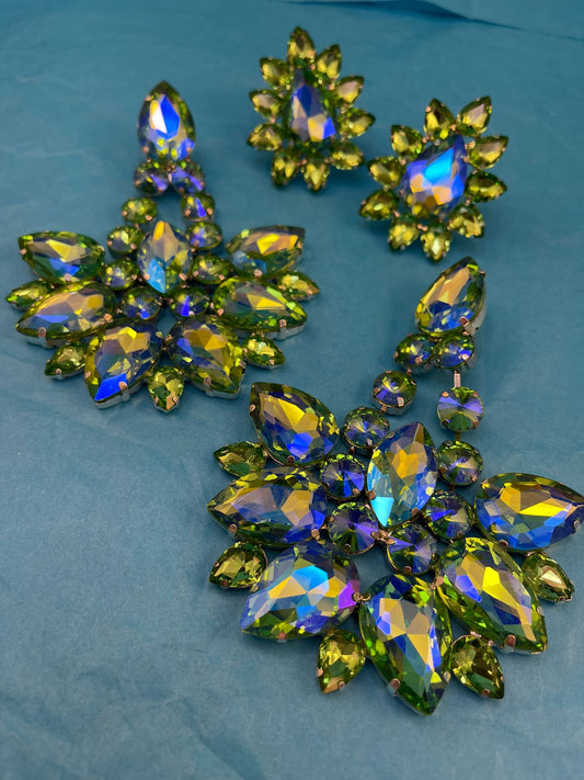 Peridot AB chandelier  Earrings