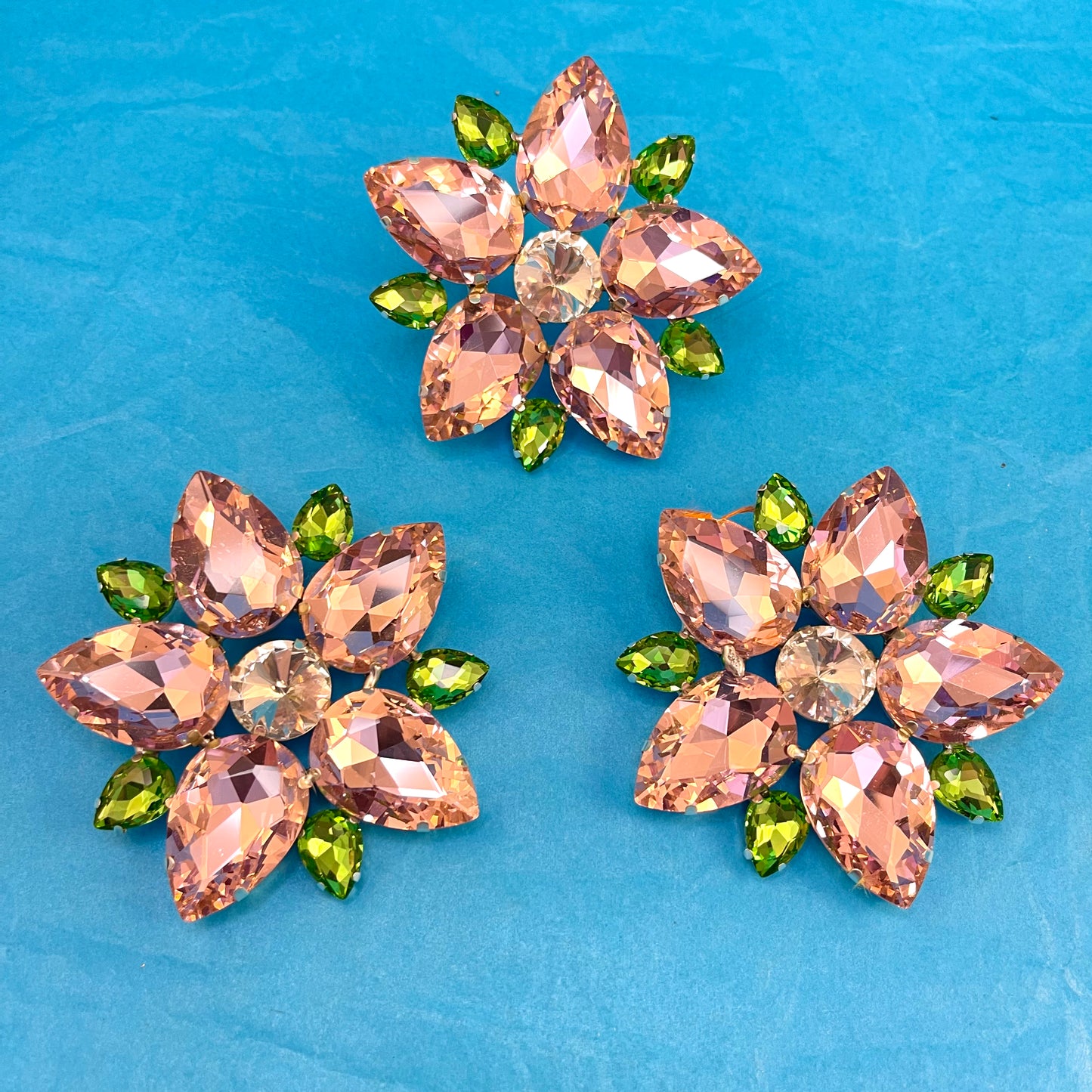 Flower Buttom Earrings & Ring Combo (other colours available on request)