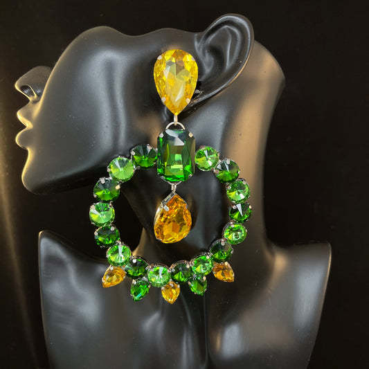 Peridot, Emerald & yellow earrings