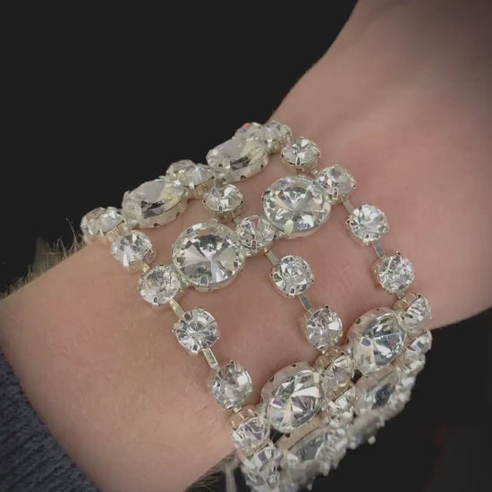 Crystal Bracelet / Wedding Cuff / Fully Adjustable / Crystal Dress Bracelet / Armlet / Costume Jewellery / Drag Queen
