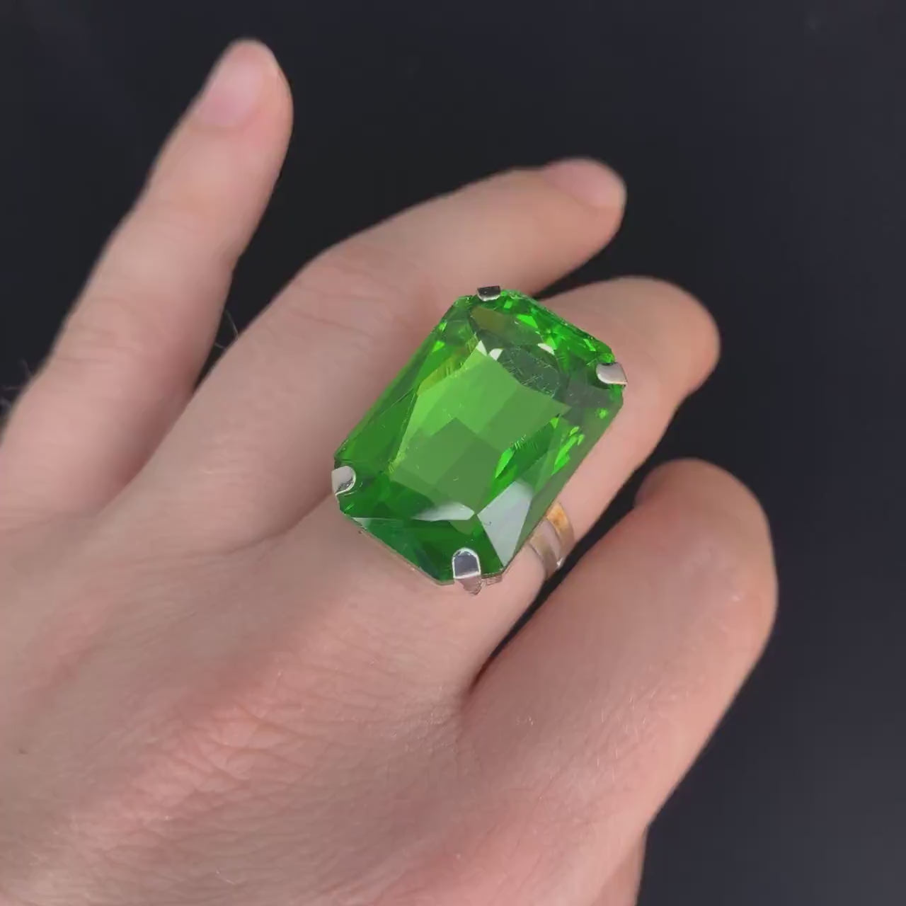 Cubic Ring / Cocktail Dress Ring / Adjustable back / Gift / Drag Queen Ring /Costume Jewellery