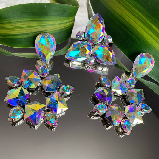 Cubic Earrings / Clip On or Pierced / Statement Earrings / Crystal Jewelry / Dress Earrings / Drag Queen jewellery / EARRINGS ONLY