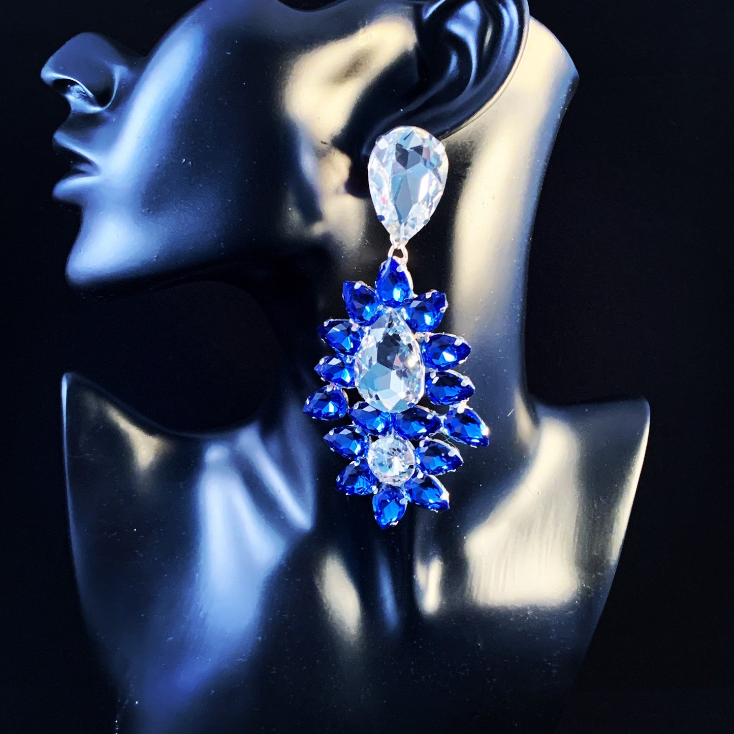 Large Earrings / Clip On or Pierced / Statement Earrings / Crystal Jewelry / Dress Earrings / Drag Queen