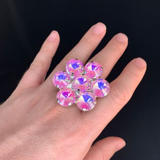 Honeycomb Ring / Cocktail Dress Ring / Adjustable back / Gift / Drag Queen Ring /Costume Jewellery