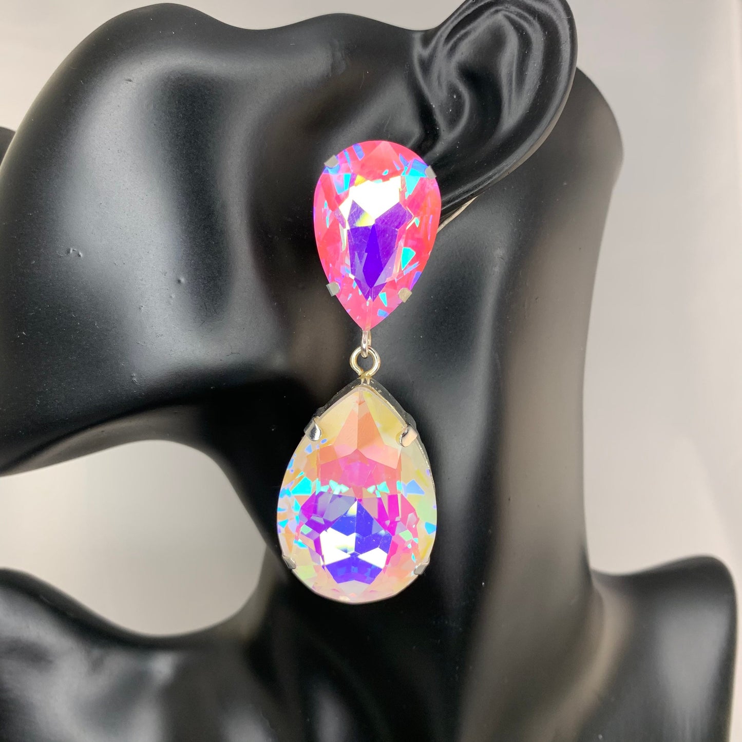 Opal and pink AB Earrings
