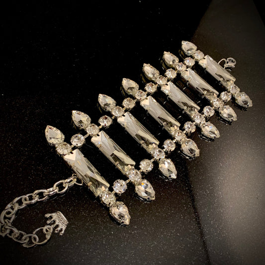 Crystal Cubic Bracelet / Wedding Cuff / Fully Adjustable / Crystal Dress Bracelet / Chunky Armlet / Costume Jewellery / Drag Queen