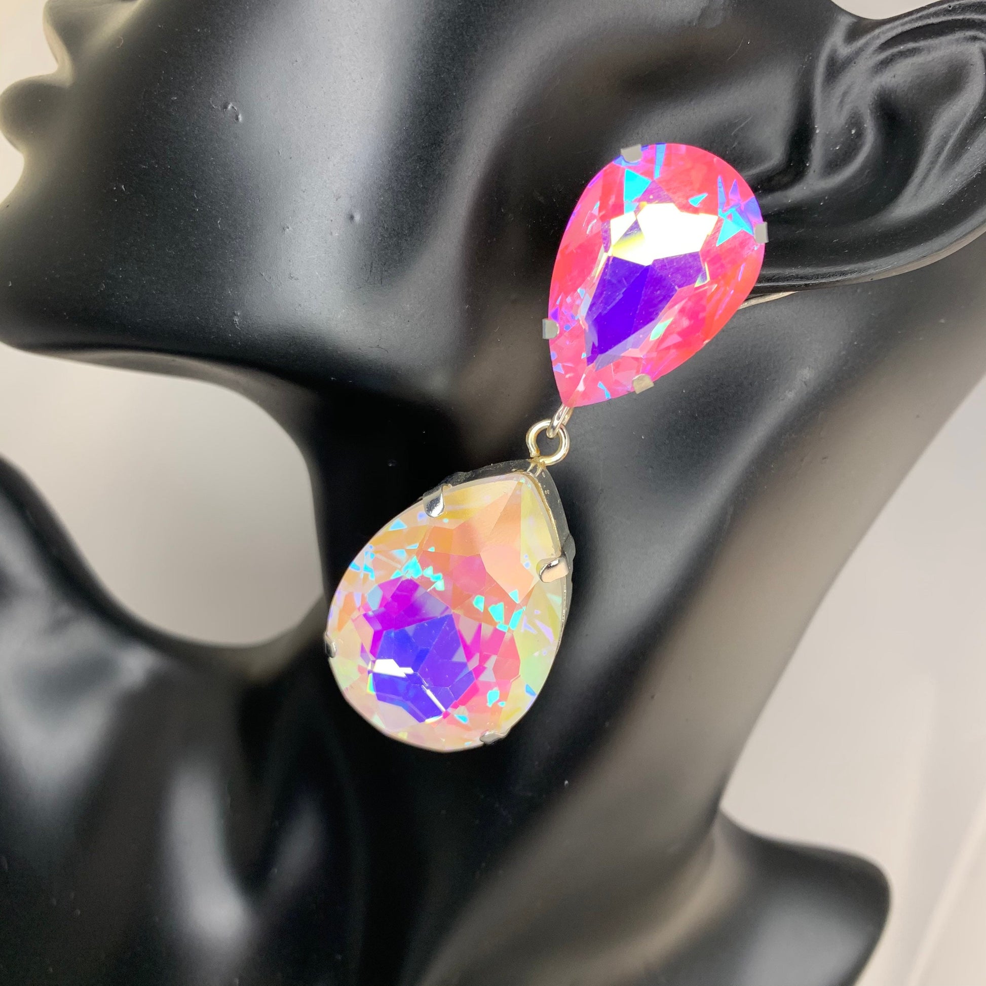 Opal and pink AB Earrings