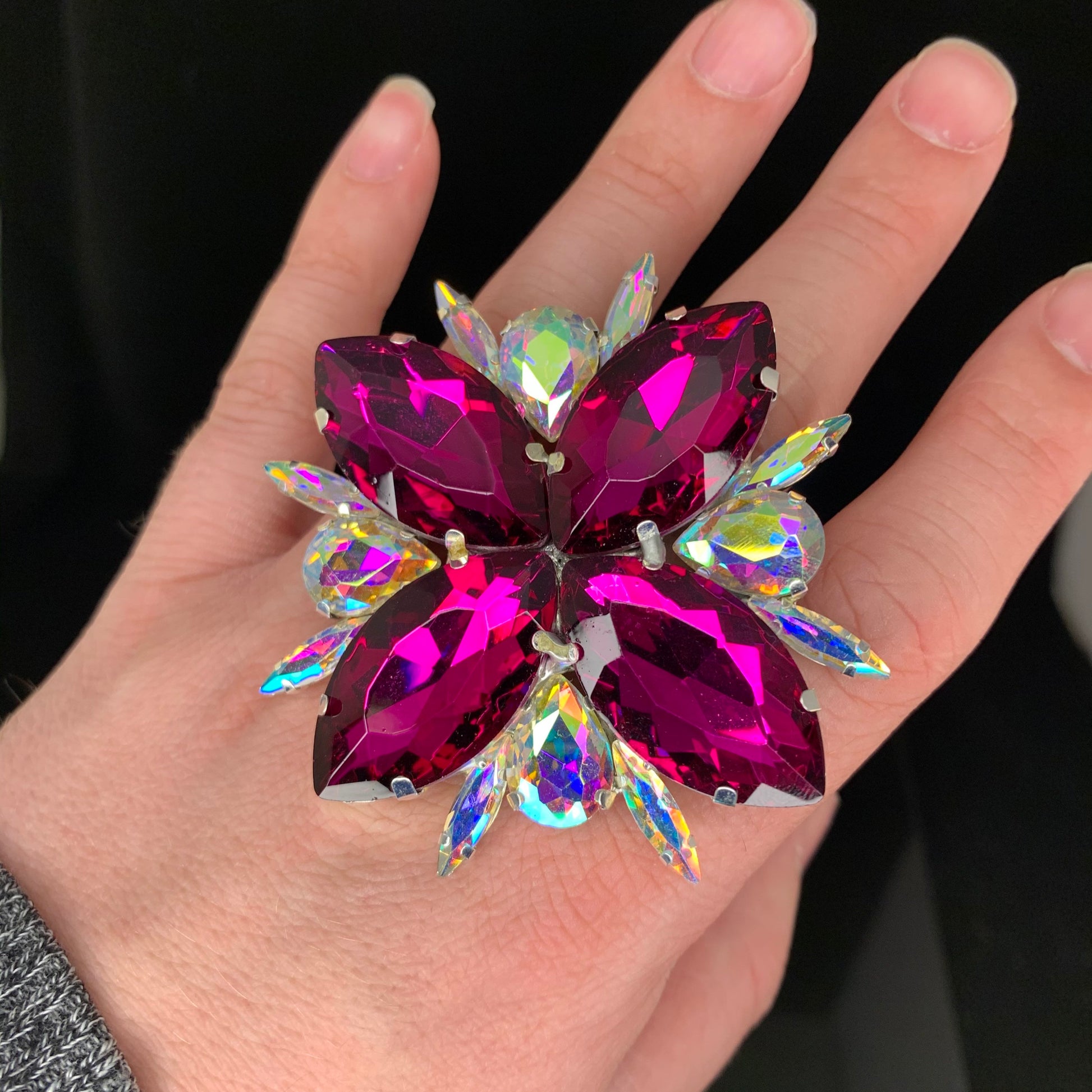 Statement Ring / Cocktail Dress Ring / Adjustable back / Gift / Drag Queen Ring /Costume Jewellery