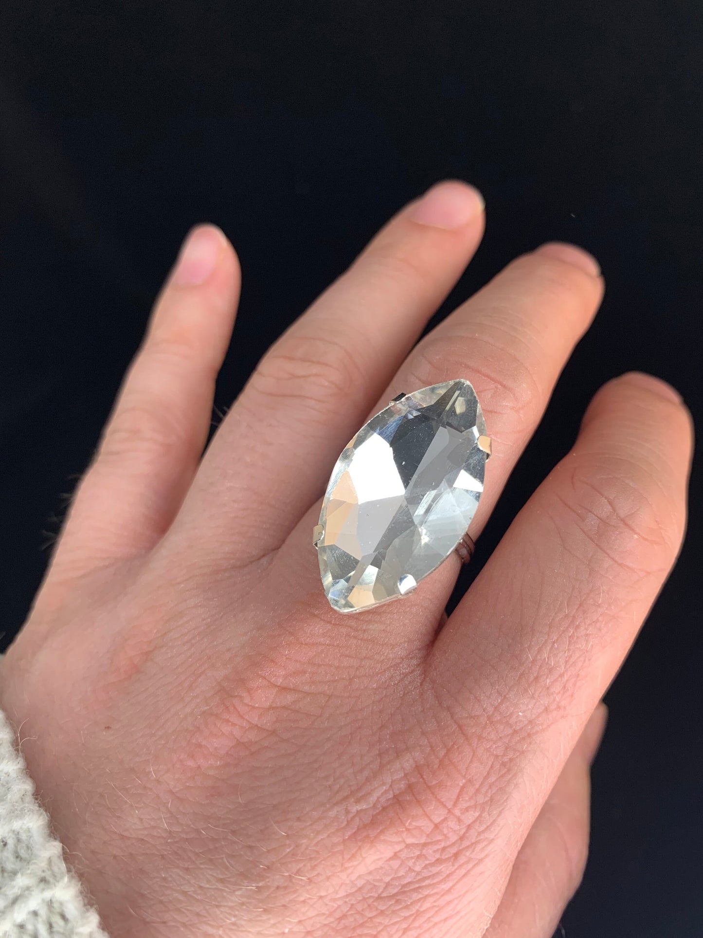 Crystal horse eye Ring / Cocktail Dress Ring / Adjustable back / Gift / Drag Queen Ring