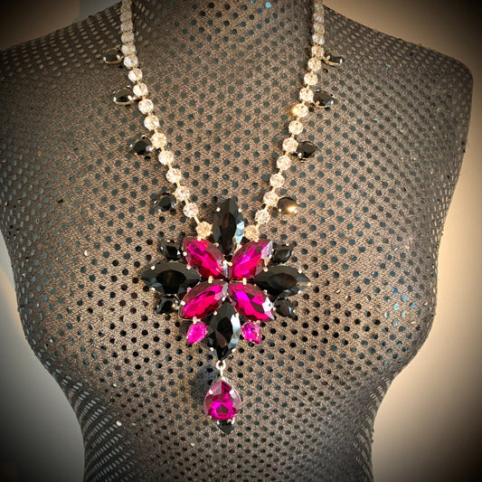 Crystal Necklace / Pendent / Adjustable Length Chain / Drag Queen Jewelry / Costume