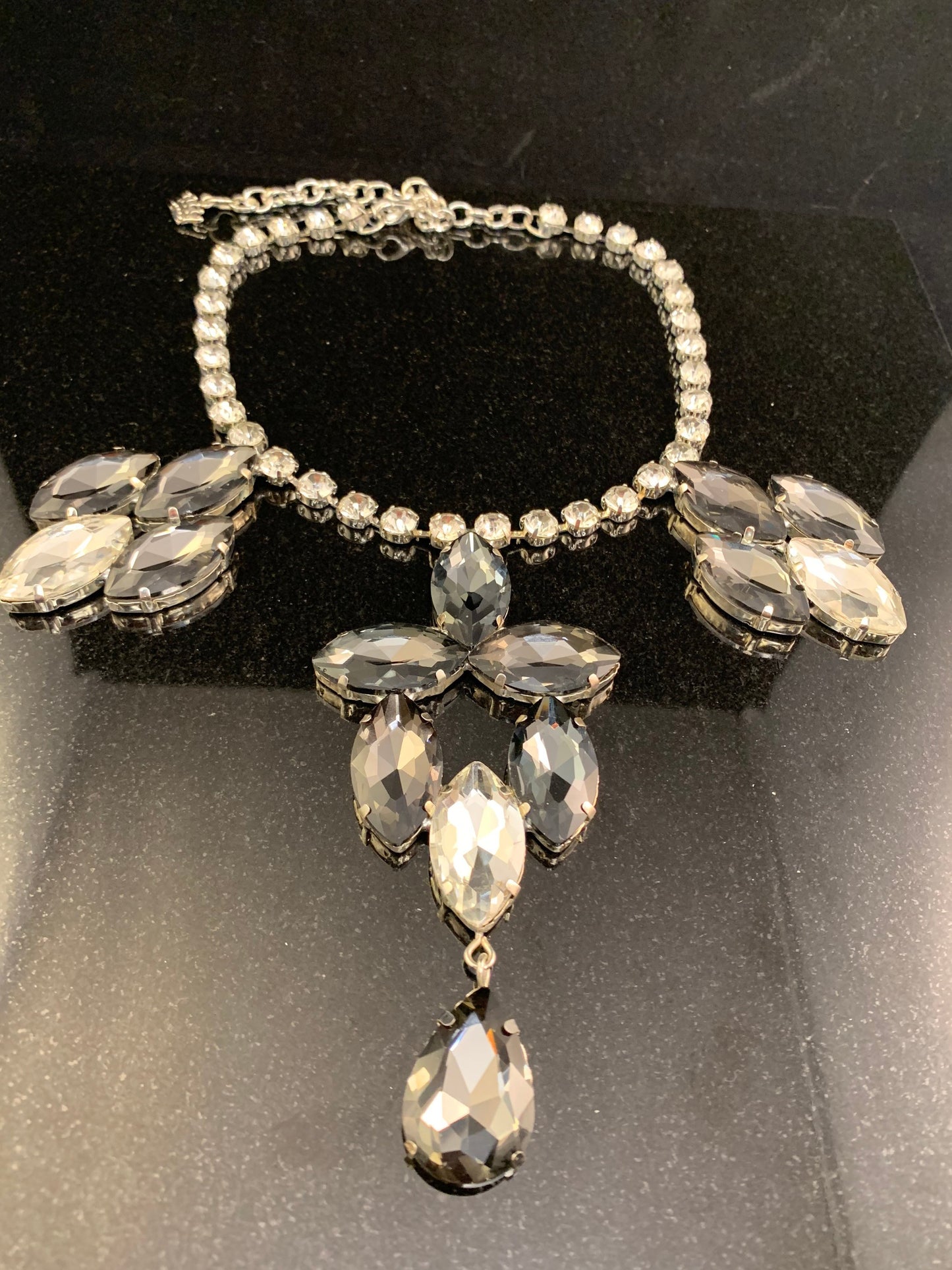 Black diamond Pendent Necklace / Adjustable / Drag Queen Costume Jewelry / Cocktails Jewellery
