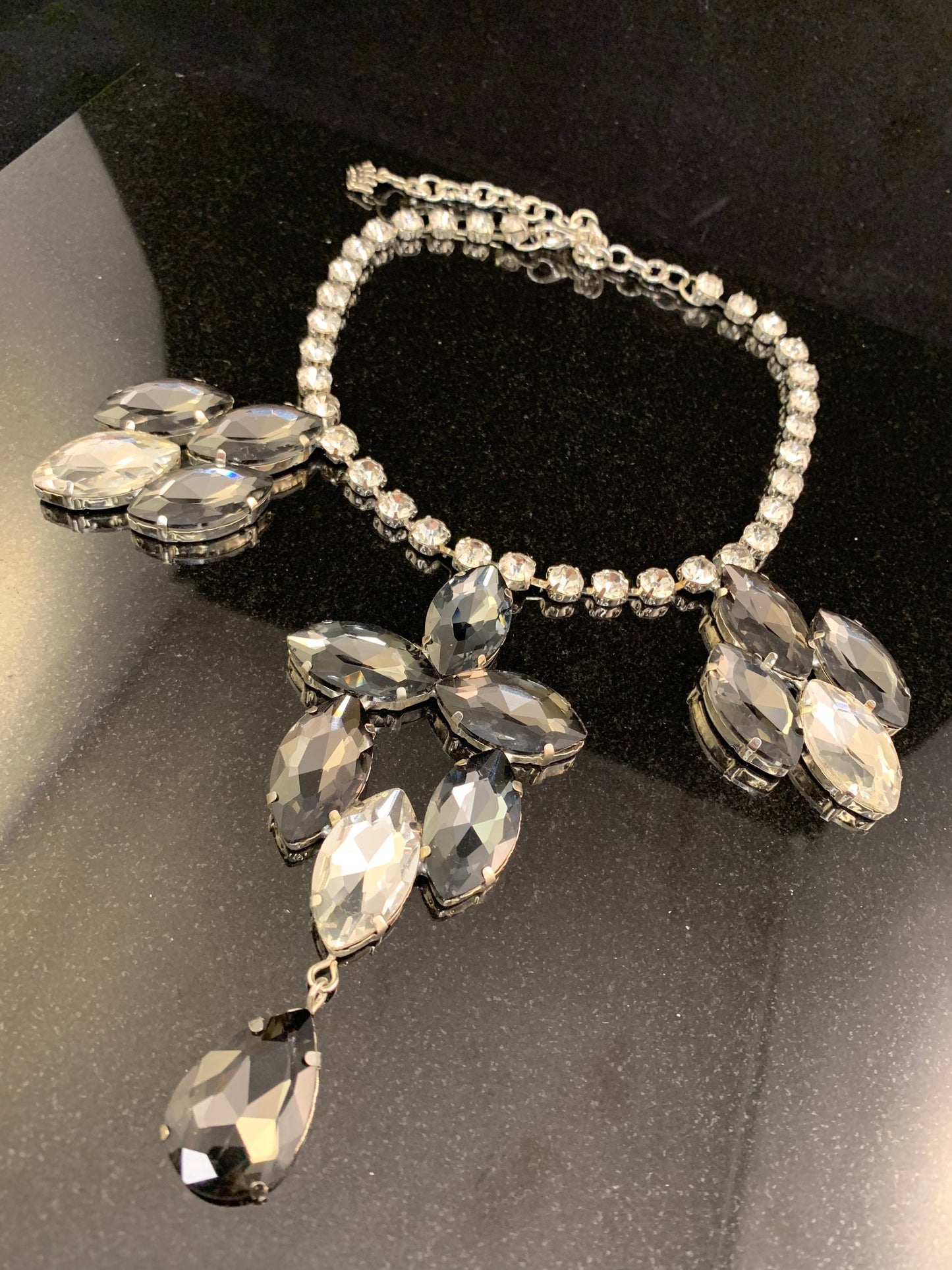 Black diamond Pendent Necklace / Adjustable / Drag Queen Costume Jewelry / Cocktails Jewellery