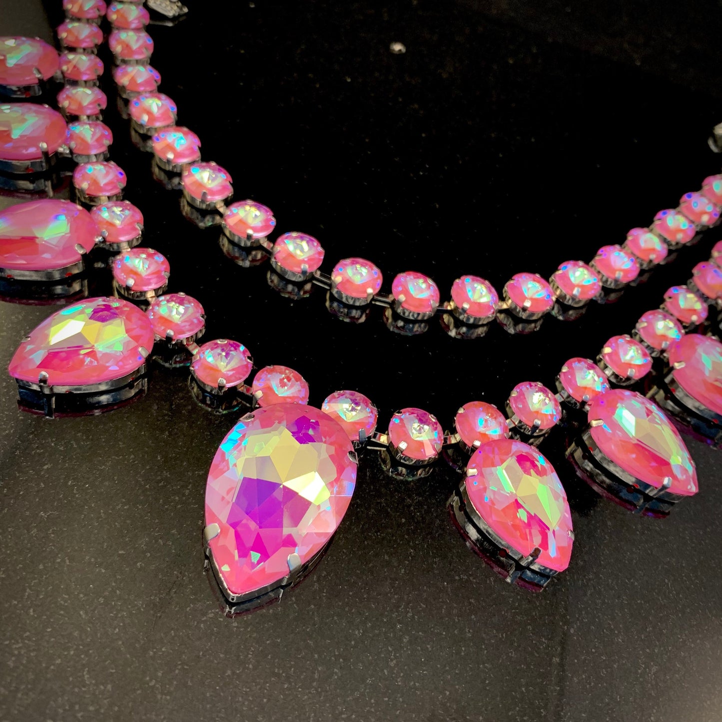 Pink AB Double necklace / bespoke Necklace / Adjustable / Drag Queen Costume Jewelry / Cocktails Jewellery  / Queer