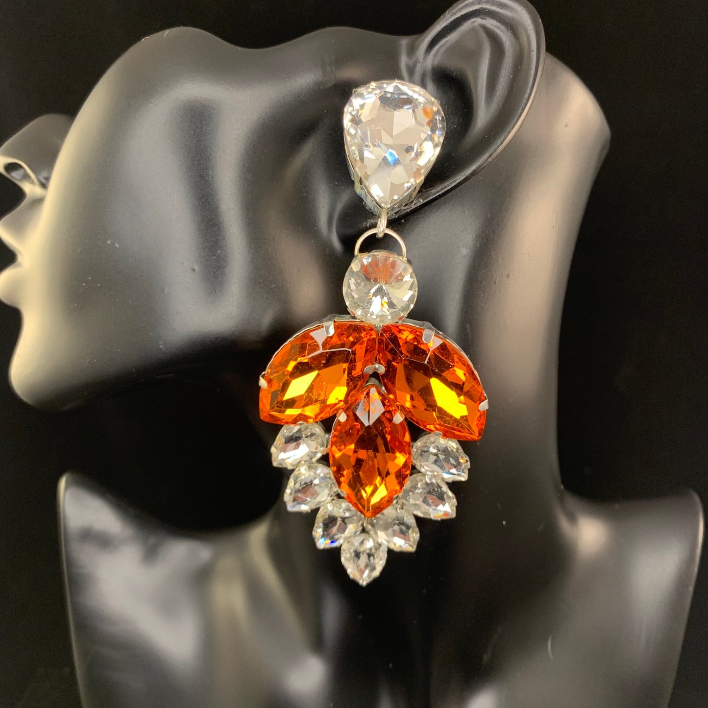 Show Stopping Earrings / Clip On or Pierced / Statement Earrings / Crystal Jewelry / Dress Earrings / Drag Queen
