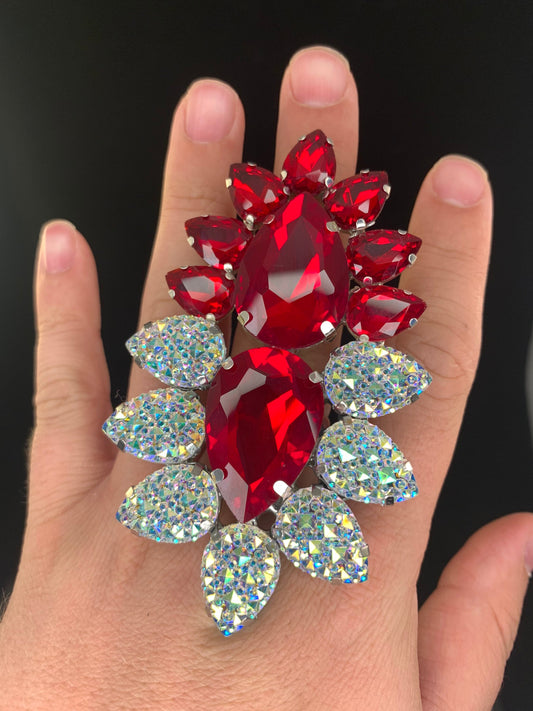 Siam and cosmic cluster Ring / Cocktail Dress Ring / Adjustable back / Gift / Drag Queen Ring /Costume Jewellery / Cabaret Jewels