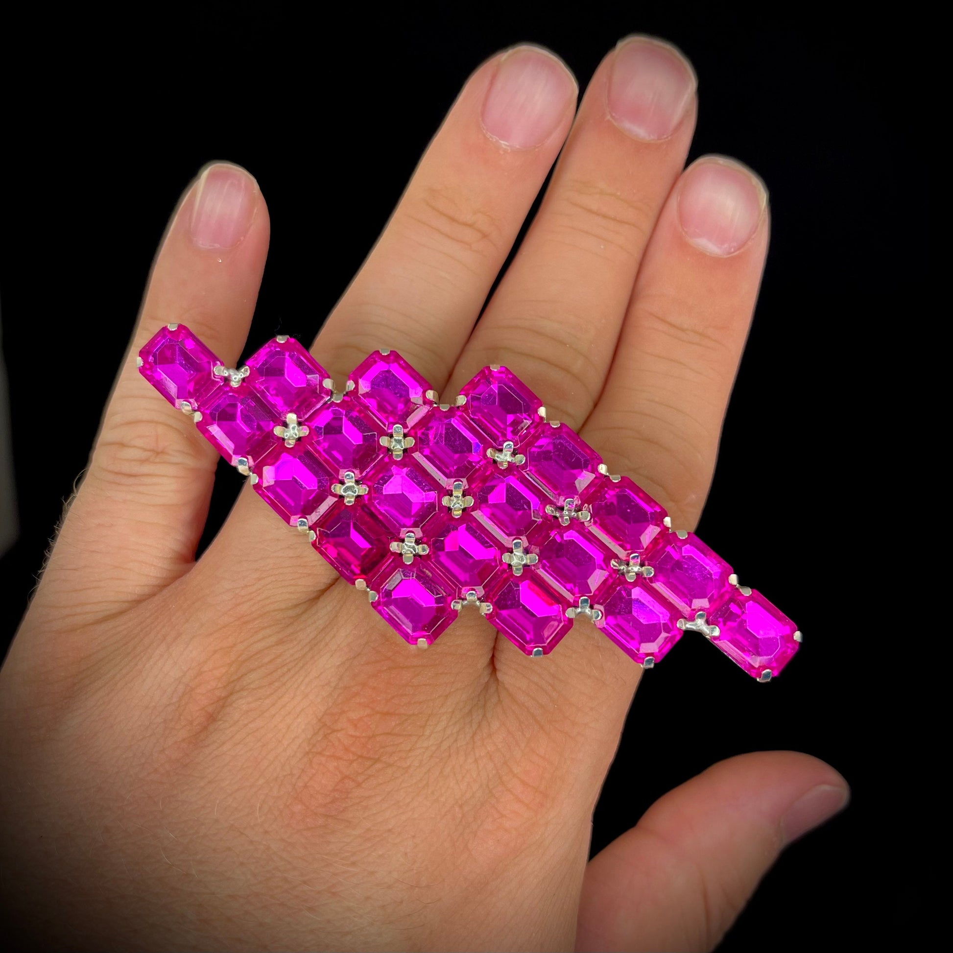 Pink Ring / Cocktail Dress Ring / Adjustable back / Gift / Drag Queen Ring /Costume Jewellery