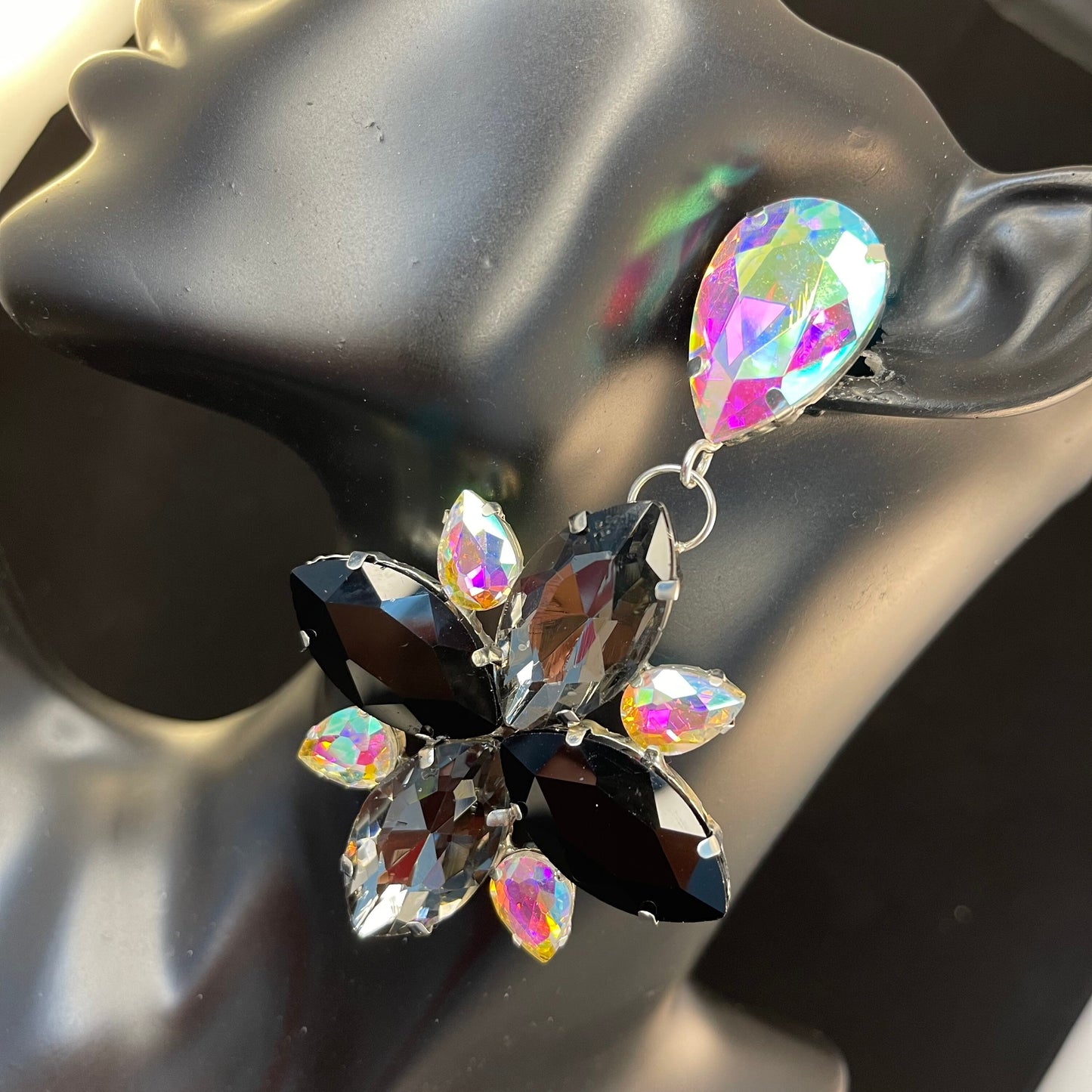 Stunning Earrings / Clip On or Pierced / Statement Earrings / Crystal Jewelry / Dress Earrings / Drag Queen / dangle