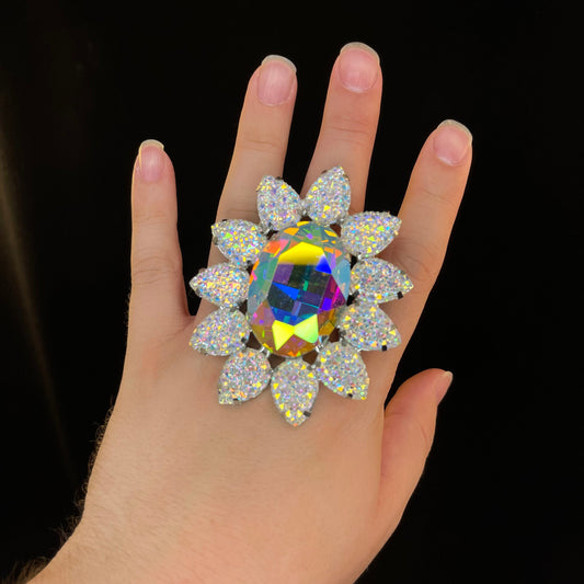Large cosmic cluster Ring / Cocktail Dress Ring / Adjustable back / Gift / Drag Queen Ring /Costume Jewellery / Cabaret Jewels