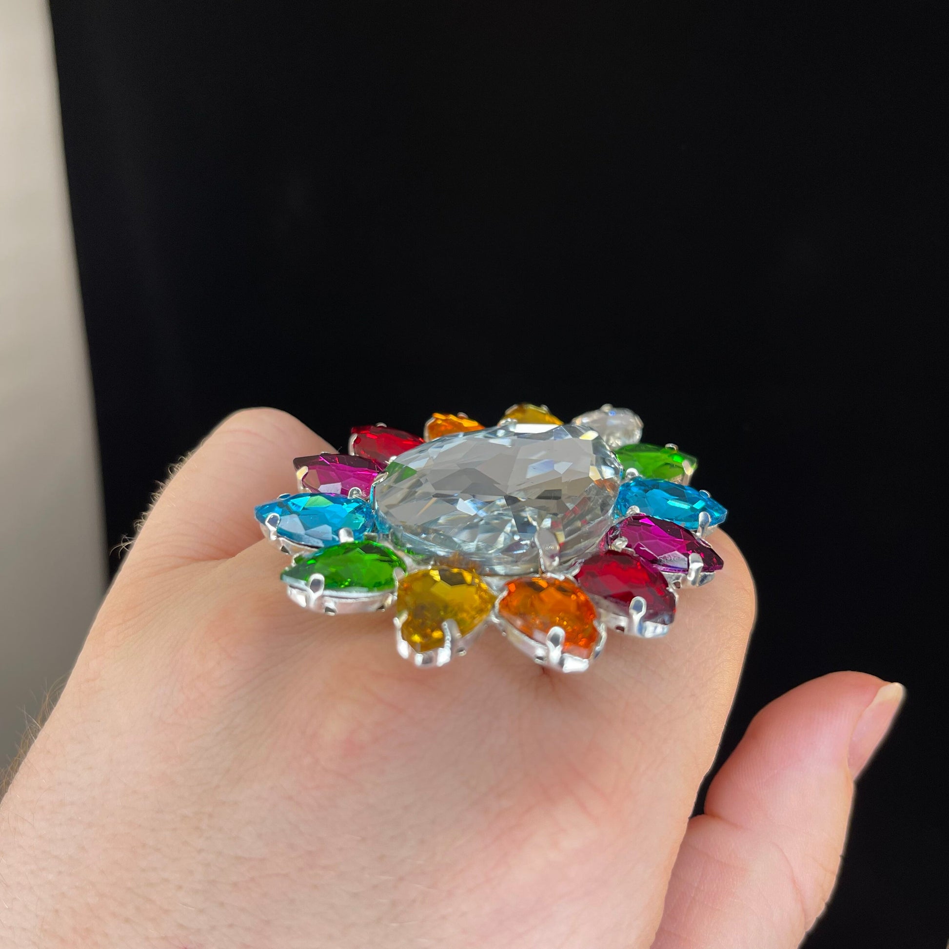 Elegant Pride Ring / Cocktail Dress Ring / Adjustable back / Gift / Drag Queen Ring /Costume Jewellery