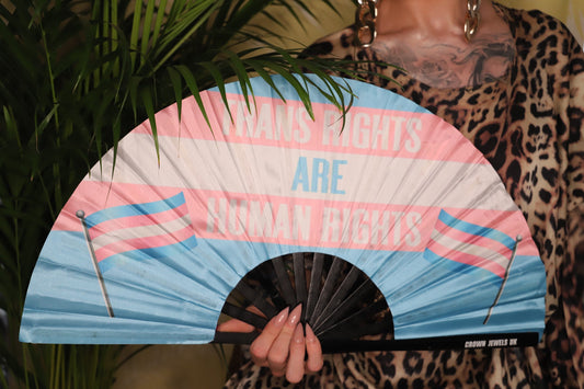 Trans Rights Bamboo Clack Fan