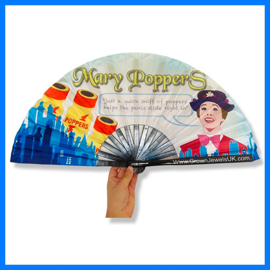 Mary Poppers Fan, Drag Queen Bamboo Hand Fan, Fans, Clack Fan, Loud Fan, Bang Fan